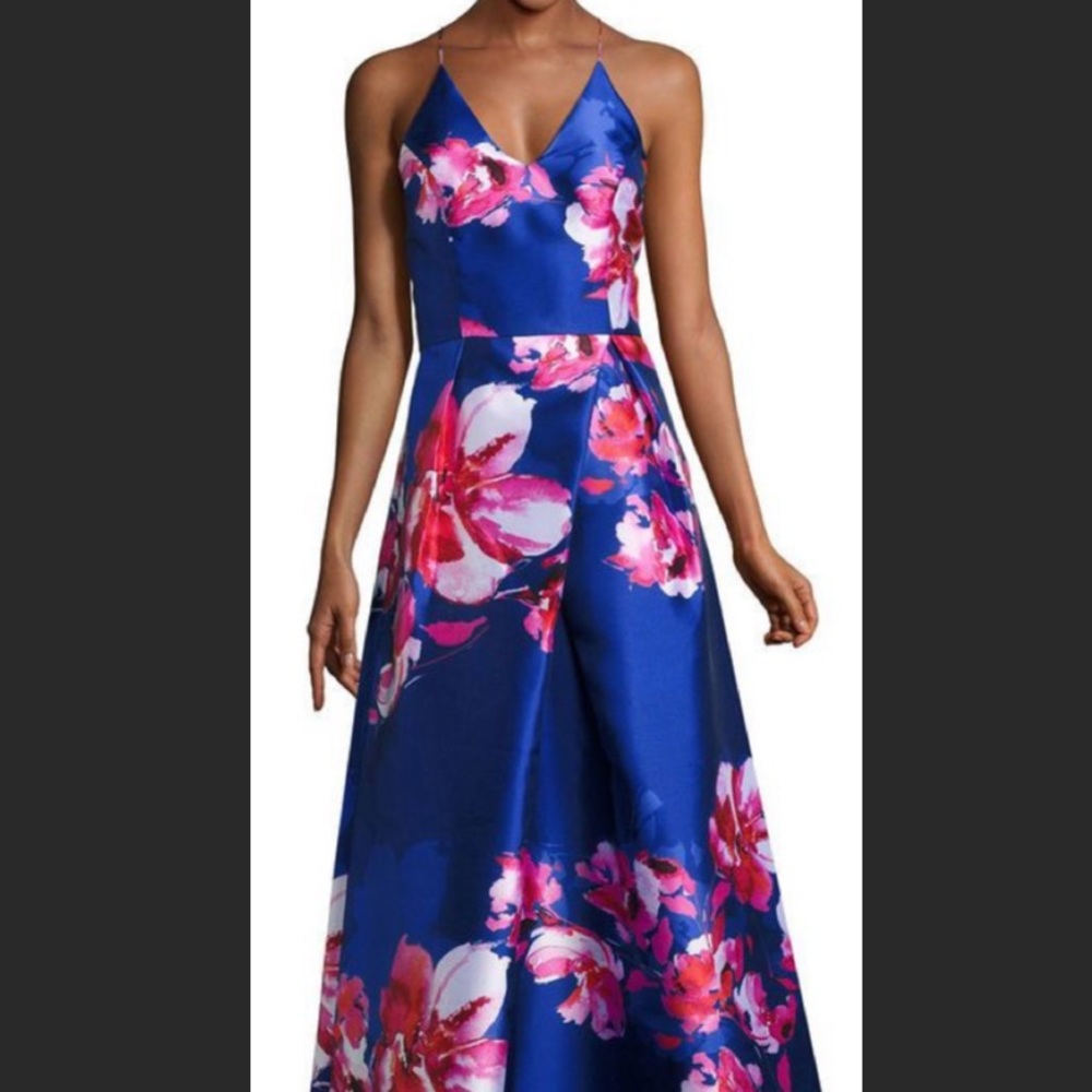 Gorgeous Navy and Pink Floral Formal/Prom Dress Size 5